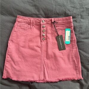 Just Black Denim Button Down A Line Skirt Mauve